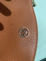 Anne Klein Brown Crossbody Bag Faux Leather Zip Top Small Purse - Image 5