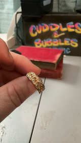 Gold Tone Leaf Band Ring with Rhinestones - Image 3