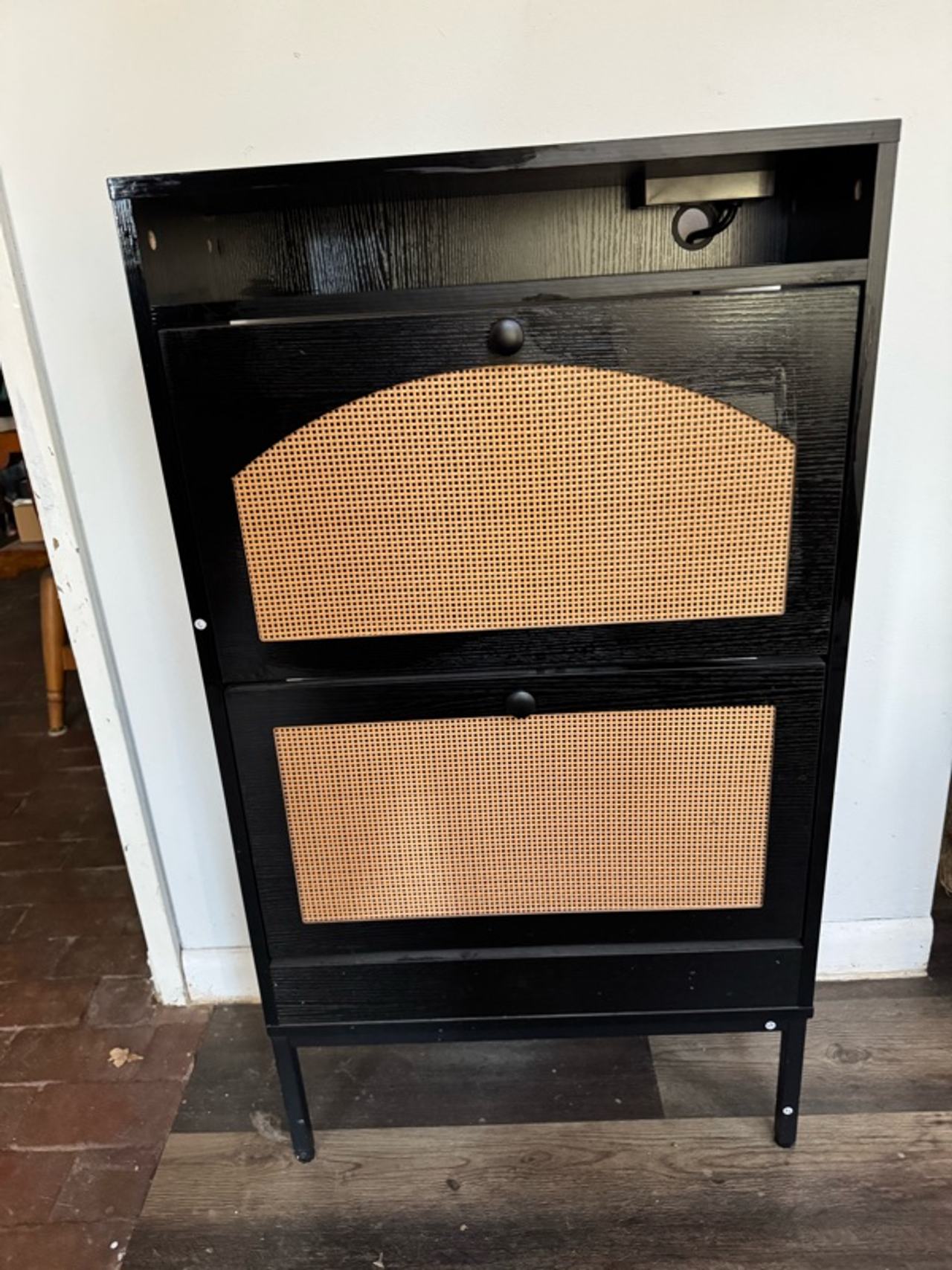 Answanie Rattan Shoe Cabinet with 2 Flip Drawers
