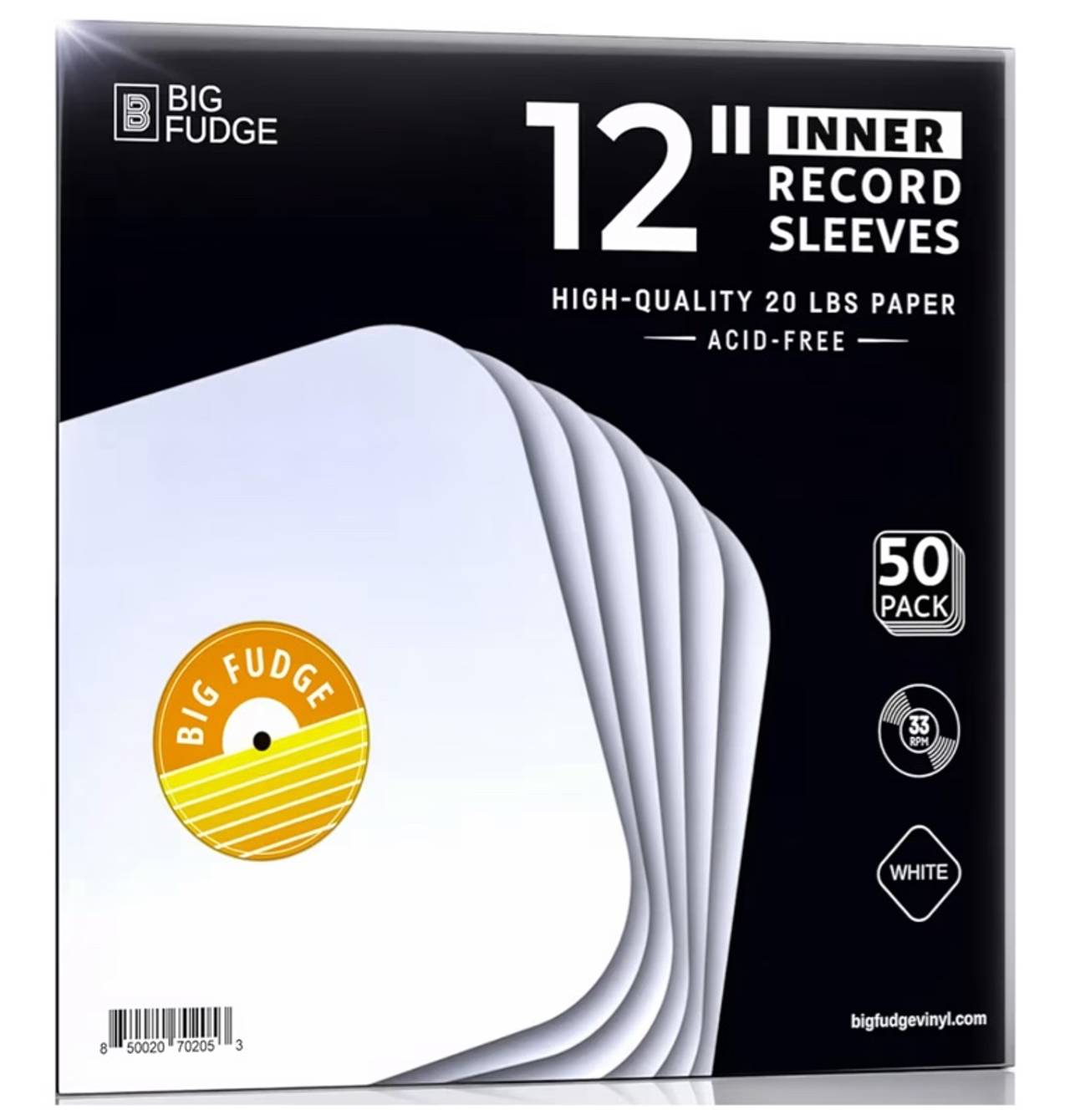 Big Fudge 12" Vinyl Record Sleeves - Inner Sleeves 450 Pack - 9 Packs of 50