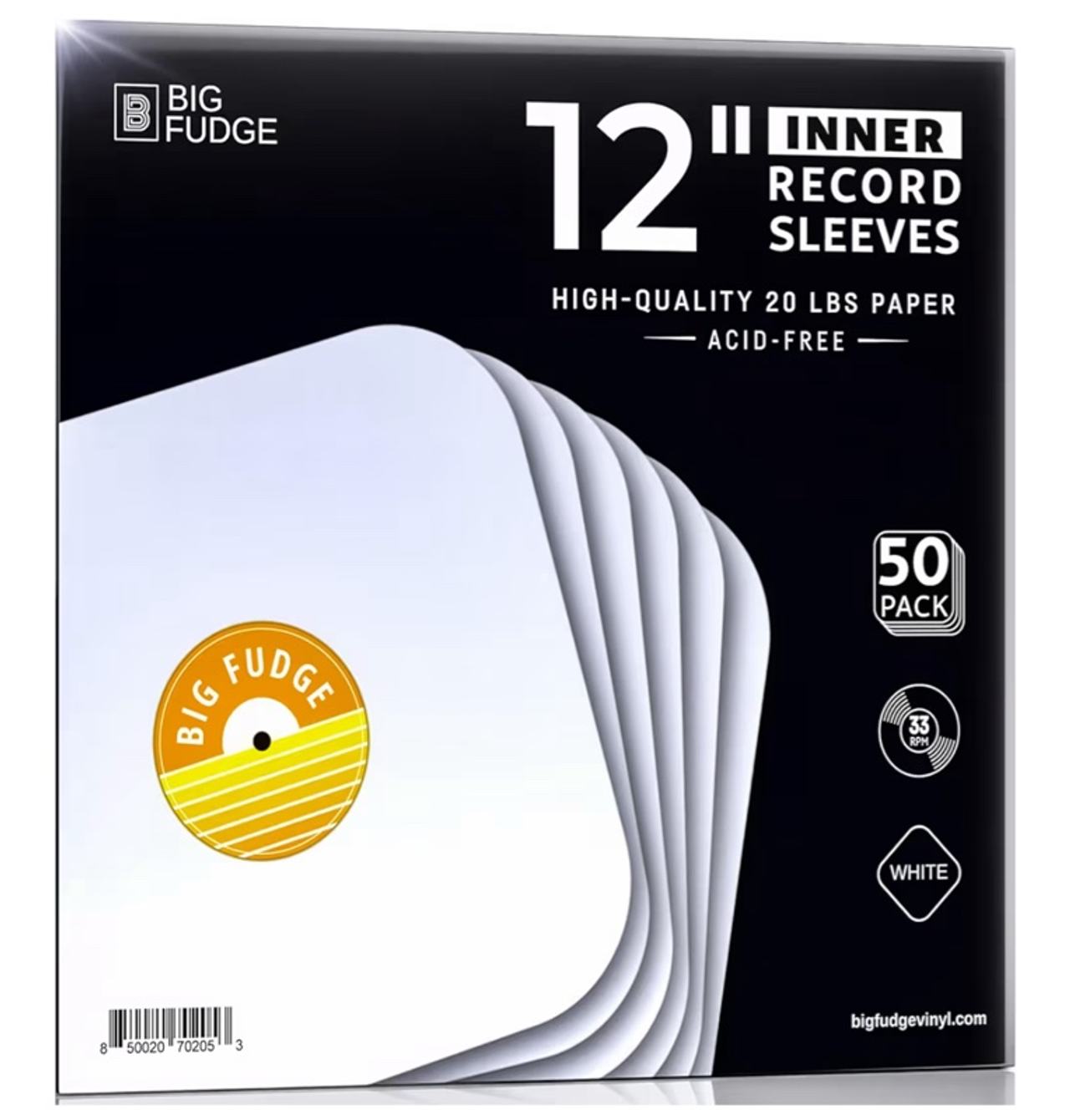 Big Fudge 12" Vinyl Record Sleeves - Inner Sleeves 450 Pack - 9 Packs of 50