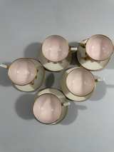 Vintage Porcelain Demitasse Espresso Cups & Saucers Set of 5 Gold Trim Floral Pi - Image 8