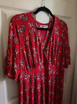 Boden Red Floral V-Neck Dress - Image 4