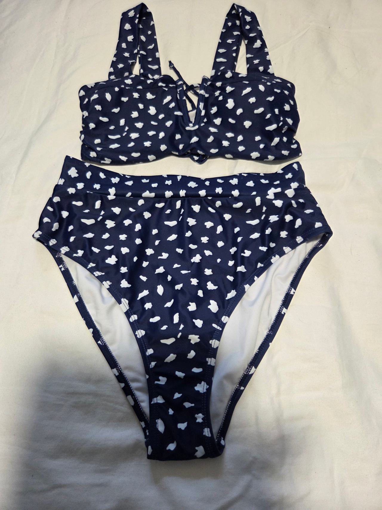 High Waisted Dalmatian Print Bikini Set
