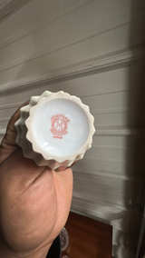 Indiana Diamond Point Ruby Mayonnaise Bowl 1949 crystal and porcelain set of 10 - Image 3