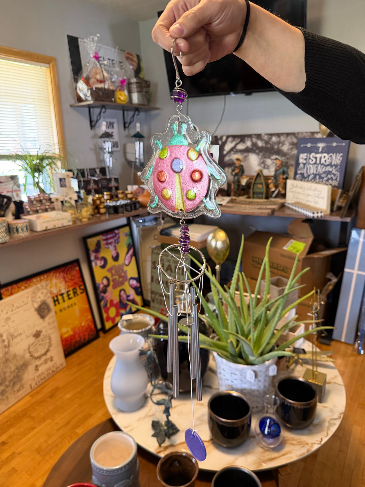 Glass Ladybug Wind Chime