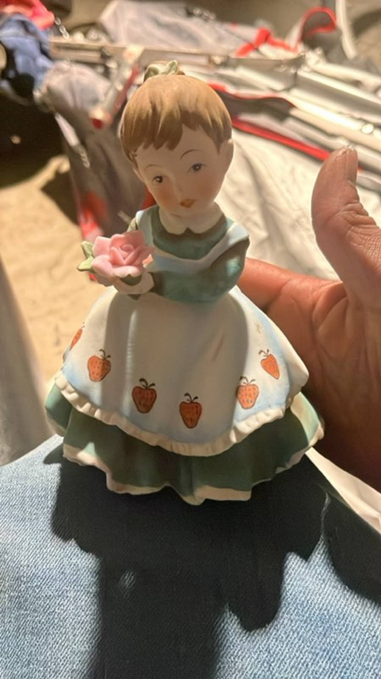 Enesco Porcelain Girl Figurine with Strawberry Apron