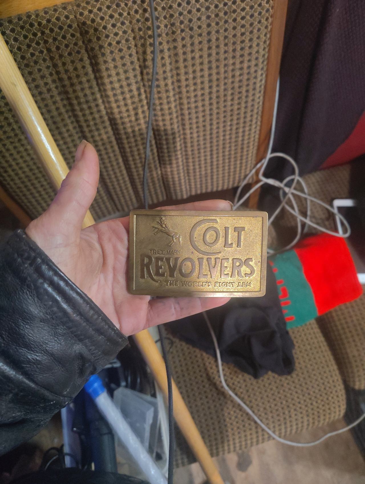 Vintage Colt Revolvers Brass Belt Buckle