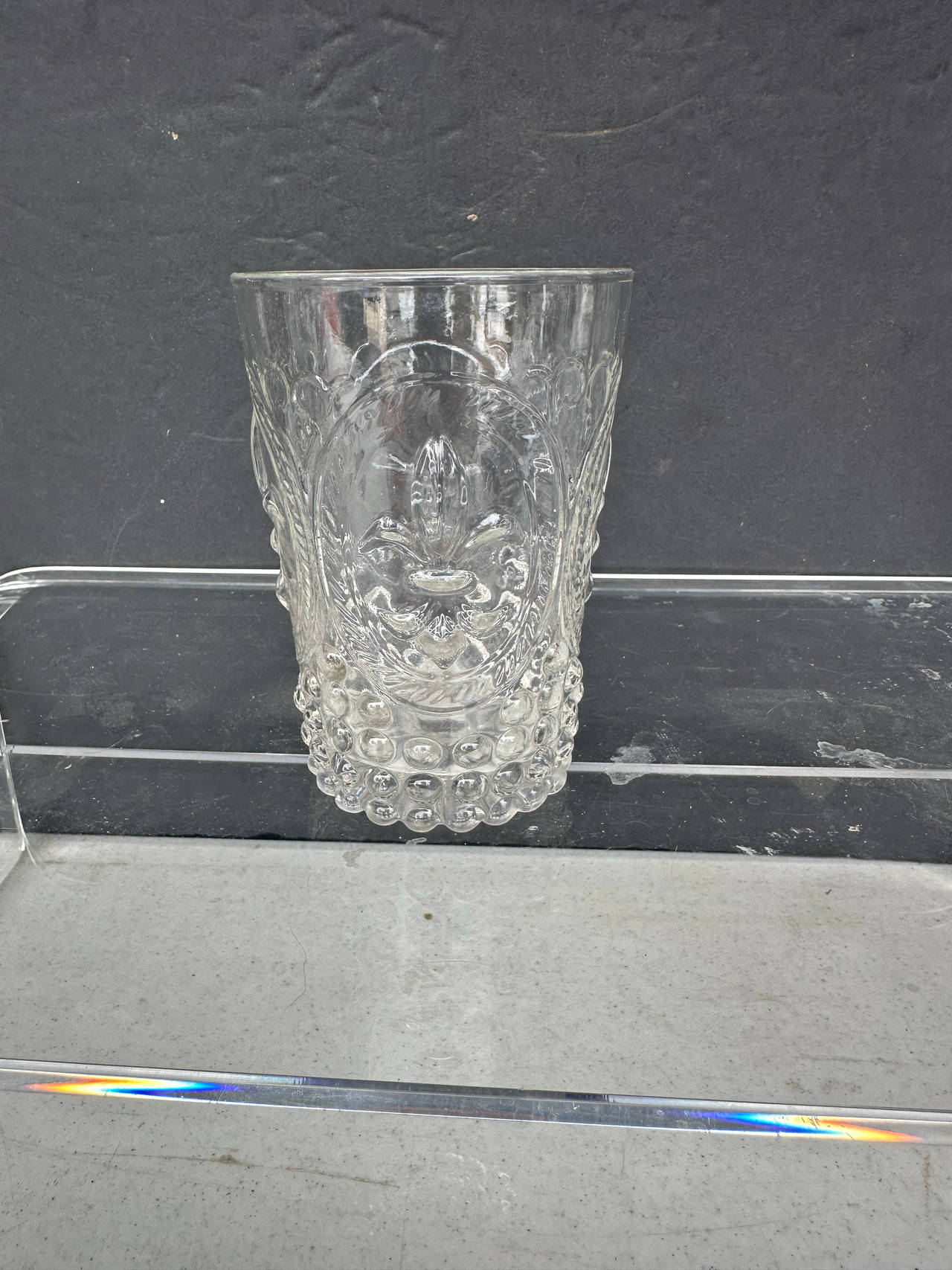 Fleur de Lis Hobnail Glass Tumbler