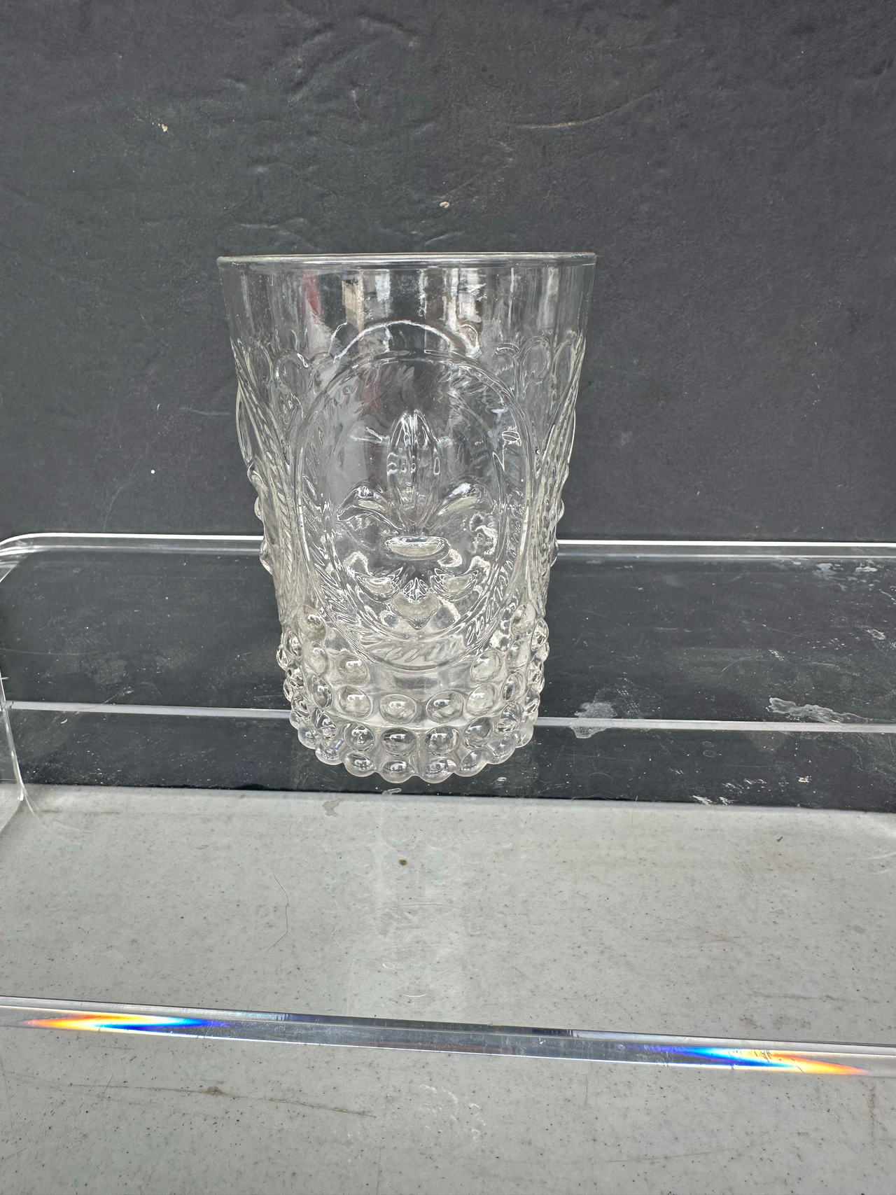 Fleur de Lis Hobnail Glass Tumbler