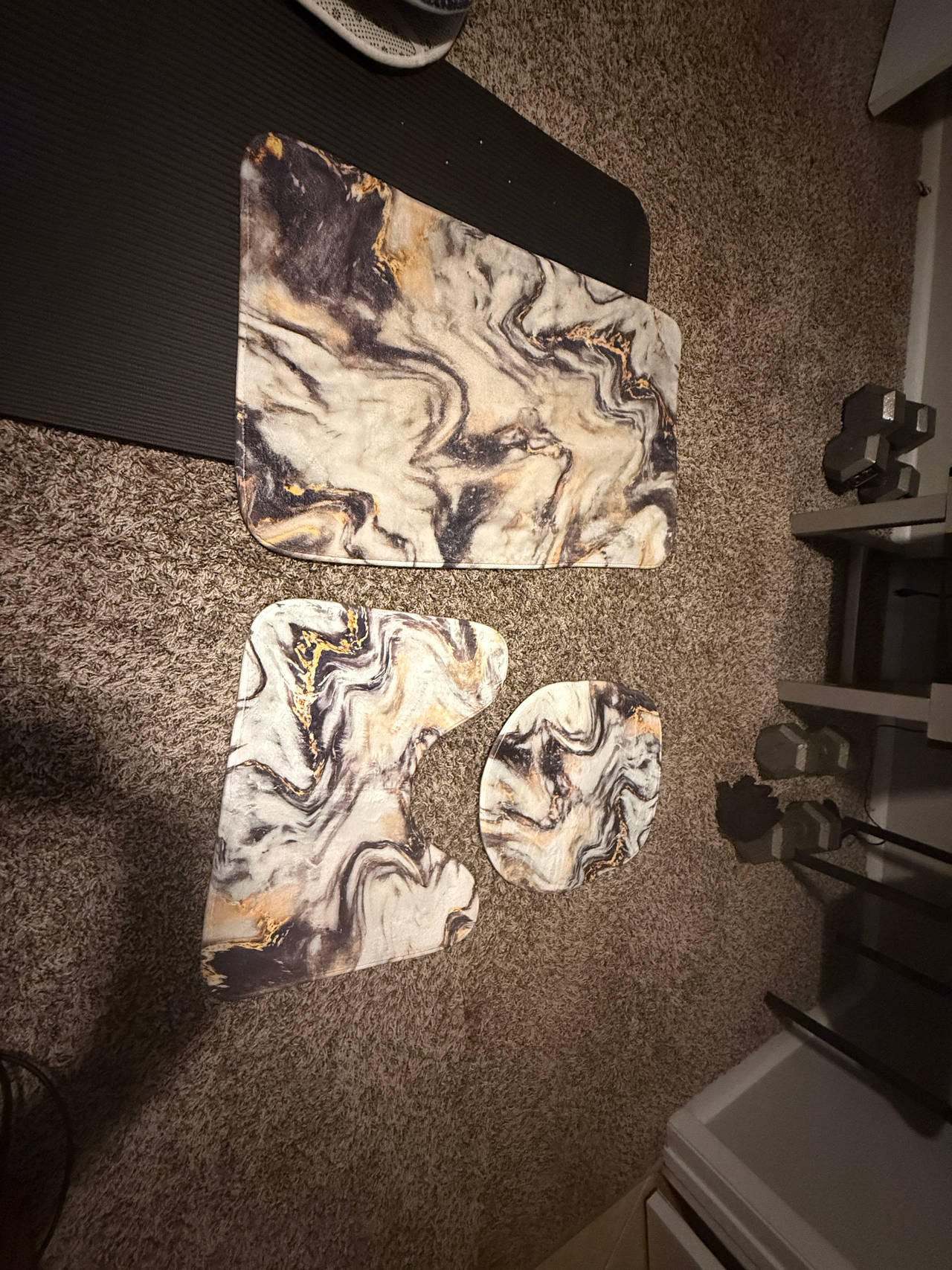 Marble Pattern Bathroom Rug Set