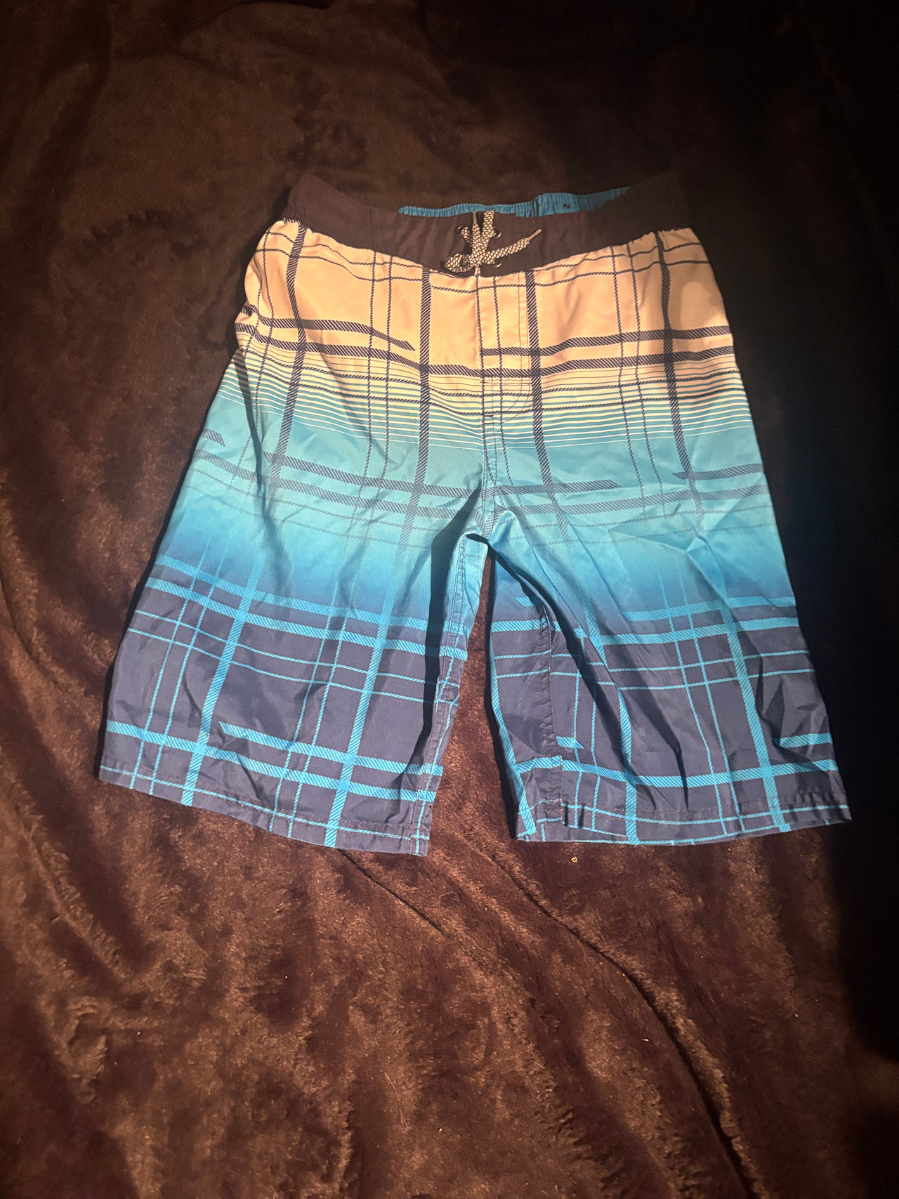 George Men's Plaid Ombre Board Shorts