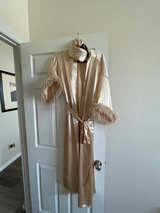 Satin Feather Trim Robe - Image 1