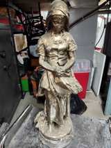 Vintage Peasant Girl with Wheat Statue - Image 1
