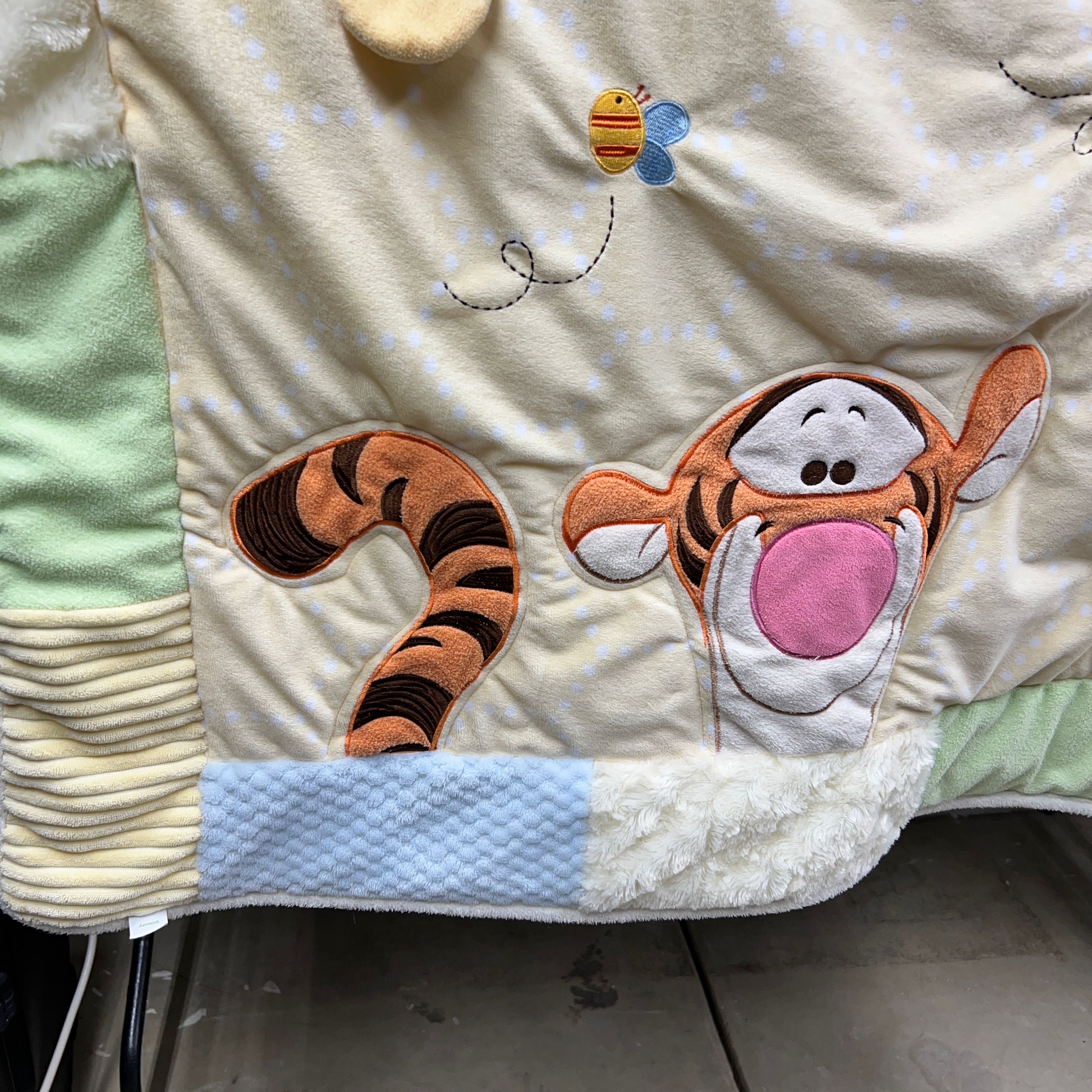 Disney Baby Winnie the Pooh Plush Patchwork Baby Blanket 45x36 Pastel Yellow - Image 7