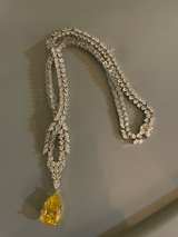Diamond Necklace with Yellow Gemstone Pendant - Image 3