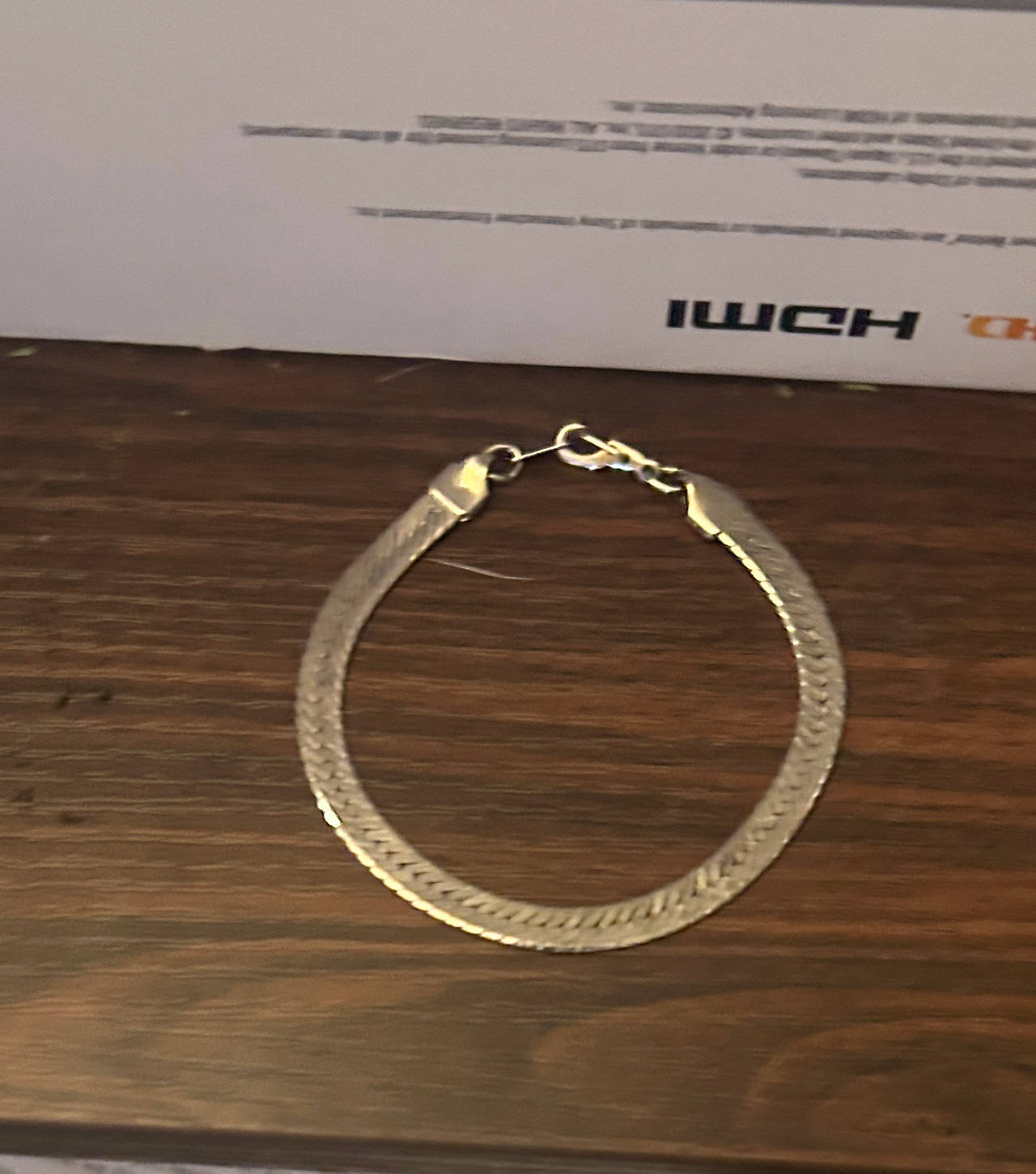 Gold Herringbone Chain Bracelet