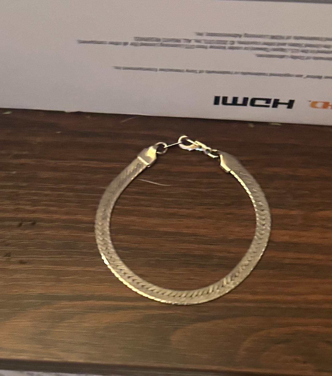 Gold Herringbone Chain Bracelet