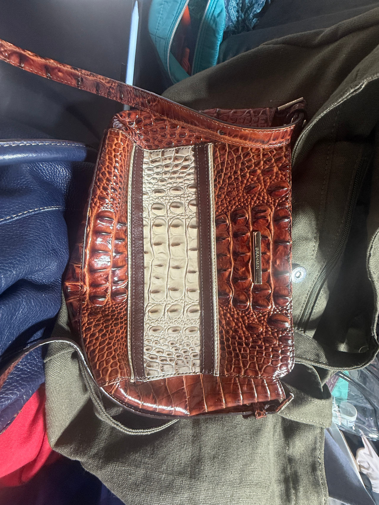 Brahmin Croc-Embossed Crossbody Bag