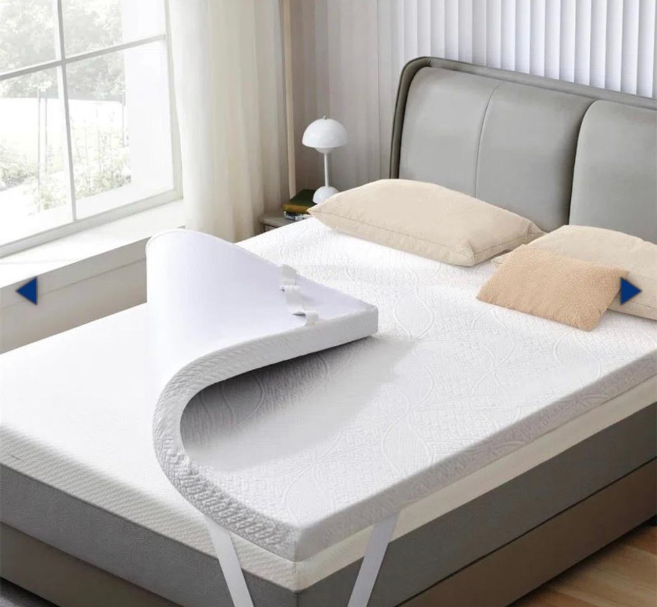 Memory Foam Mattress Topper with Cover and Straps
