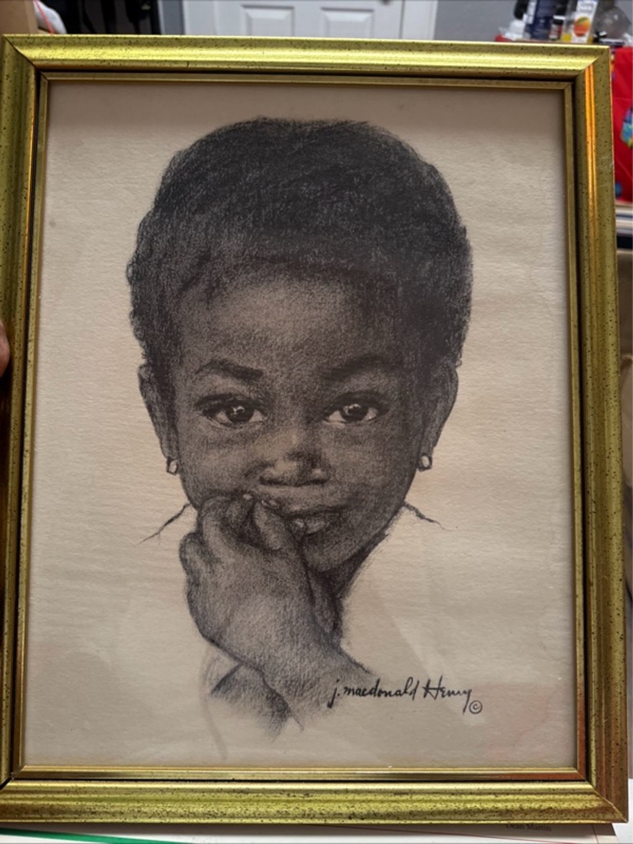 J. MacDonald Henry Vintage Framed Charcoal Print