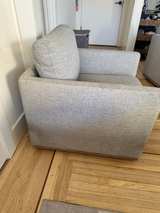 Bobbi Swivel Armchair (Neutral Cotton Upholstery, Walnut Base) - Image 2