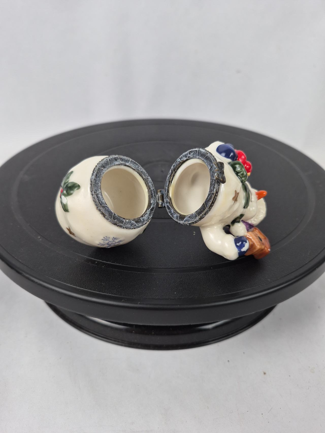Ceramic Snowman Hinged Trinket Box