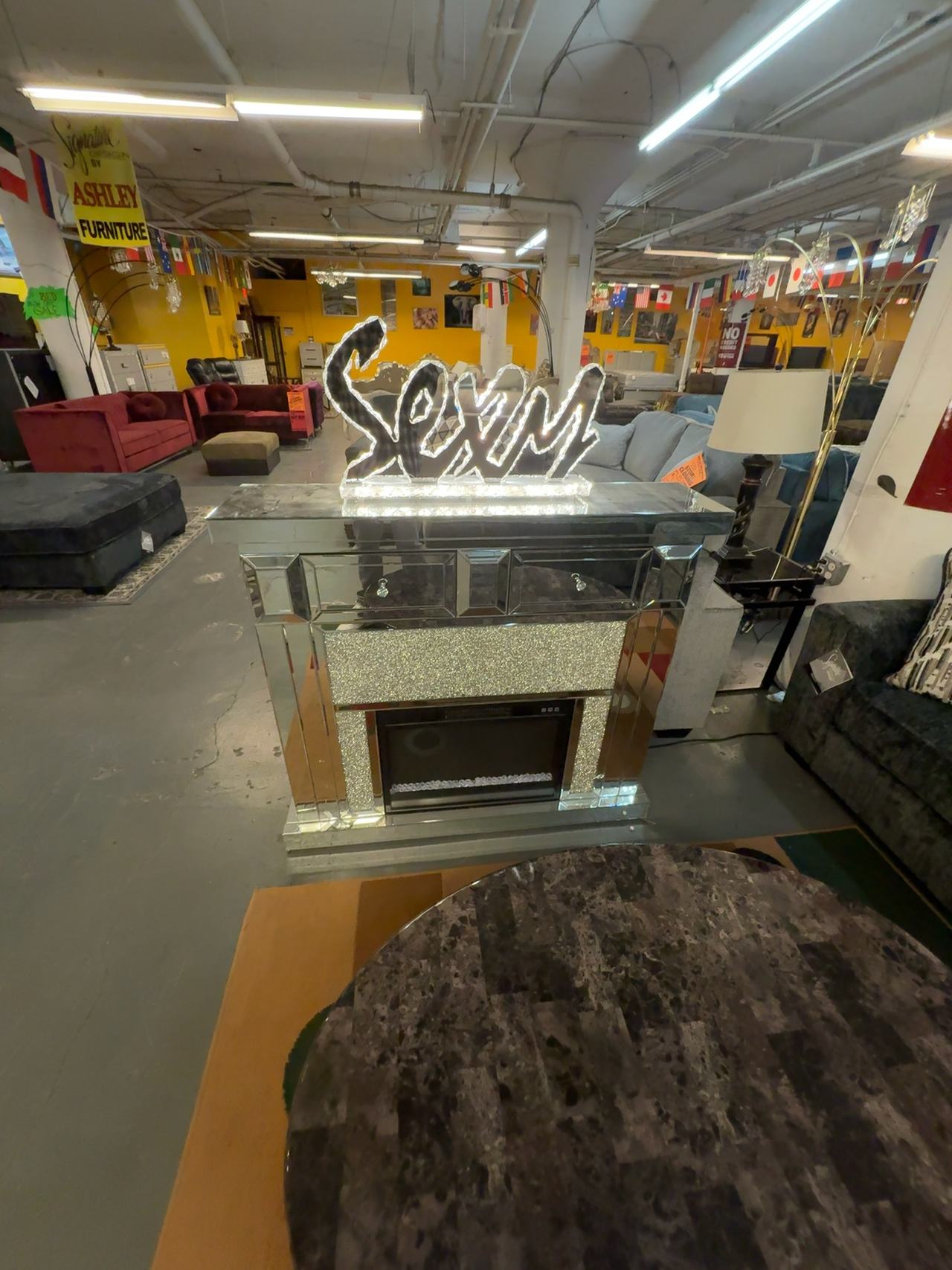 Cleglam Glam Mirrored Alaska Electric Fireplace