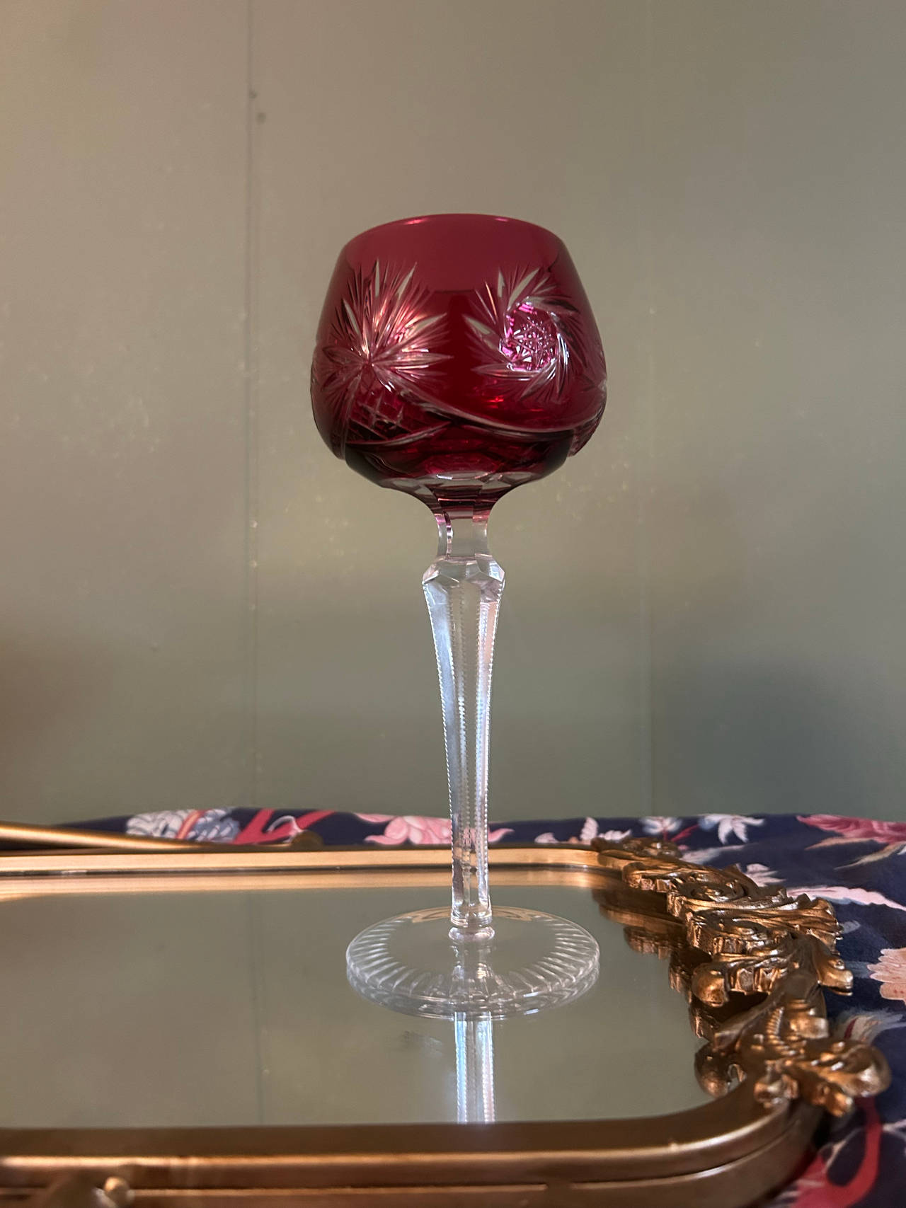 Bohemian Cut to Clear Crystal Wine Glass