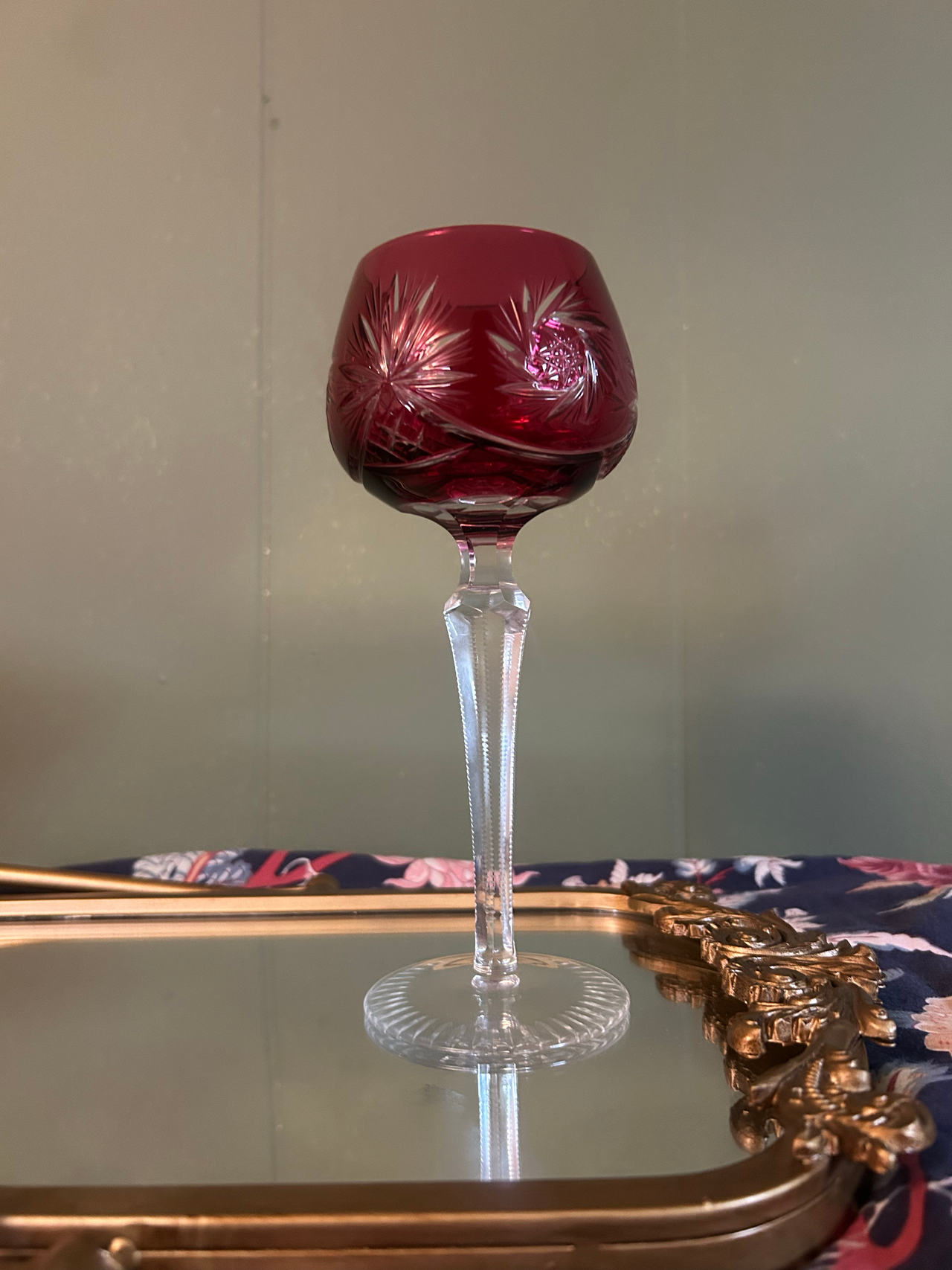 Bohemian Cut to Clear Crystal Wine Glass