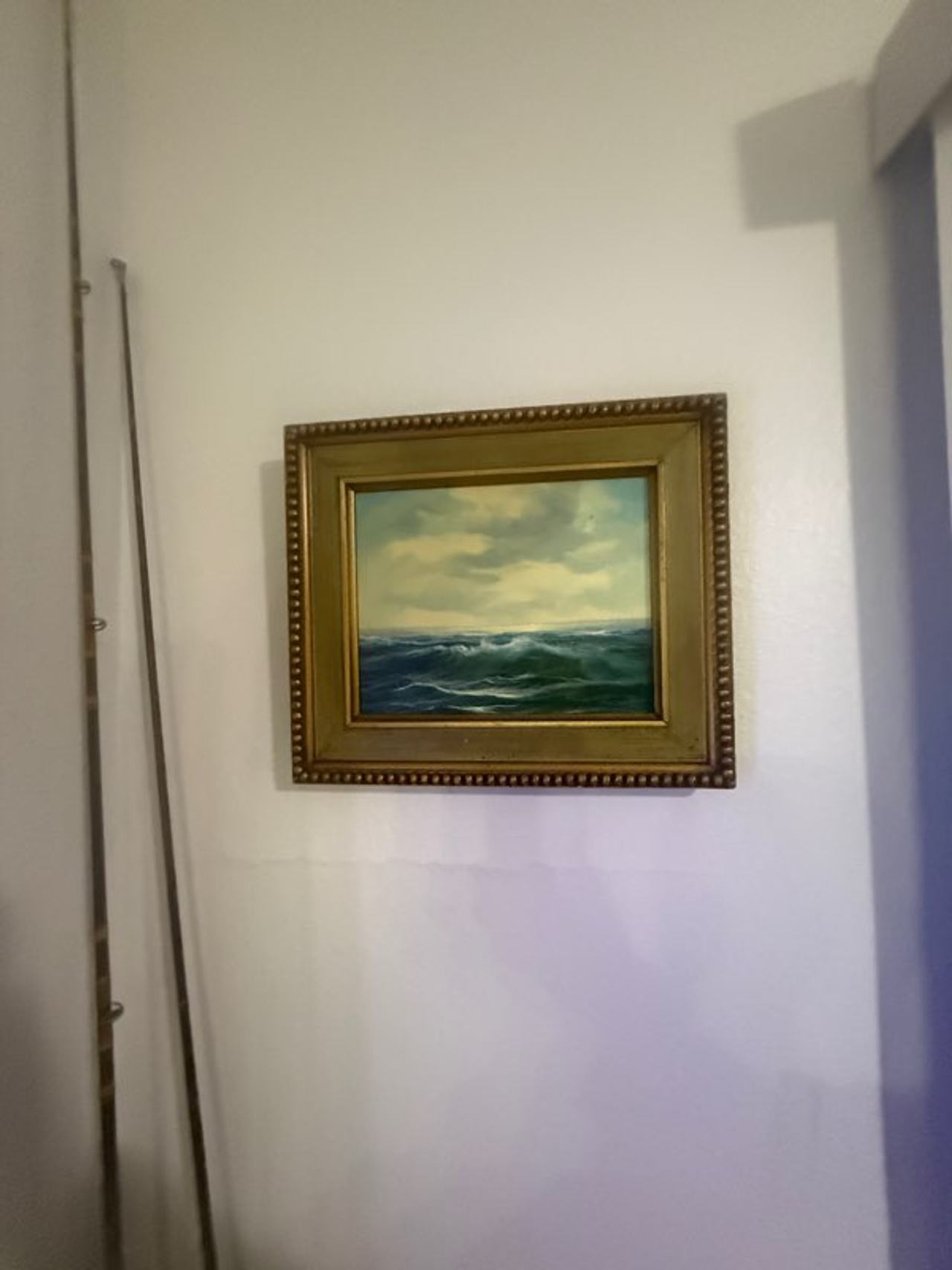 Vintage Seascape Oil Painting in Gold Frame