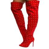 Muccia All-Over Rhinestone Thigh High Boots - Image 2