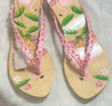 Woodies Flamingo Floral Wood Flip Flops - Image 1