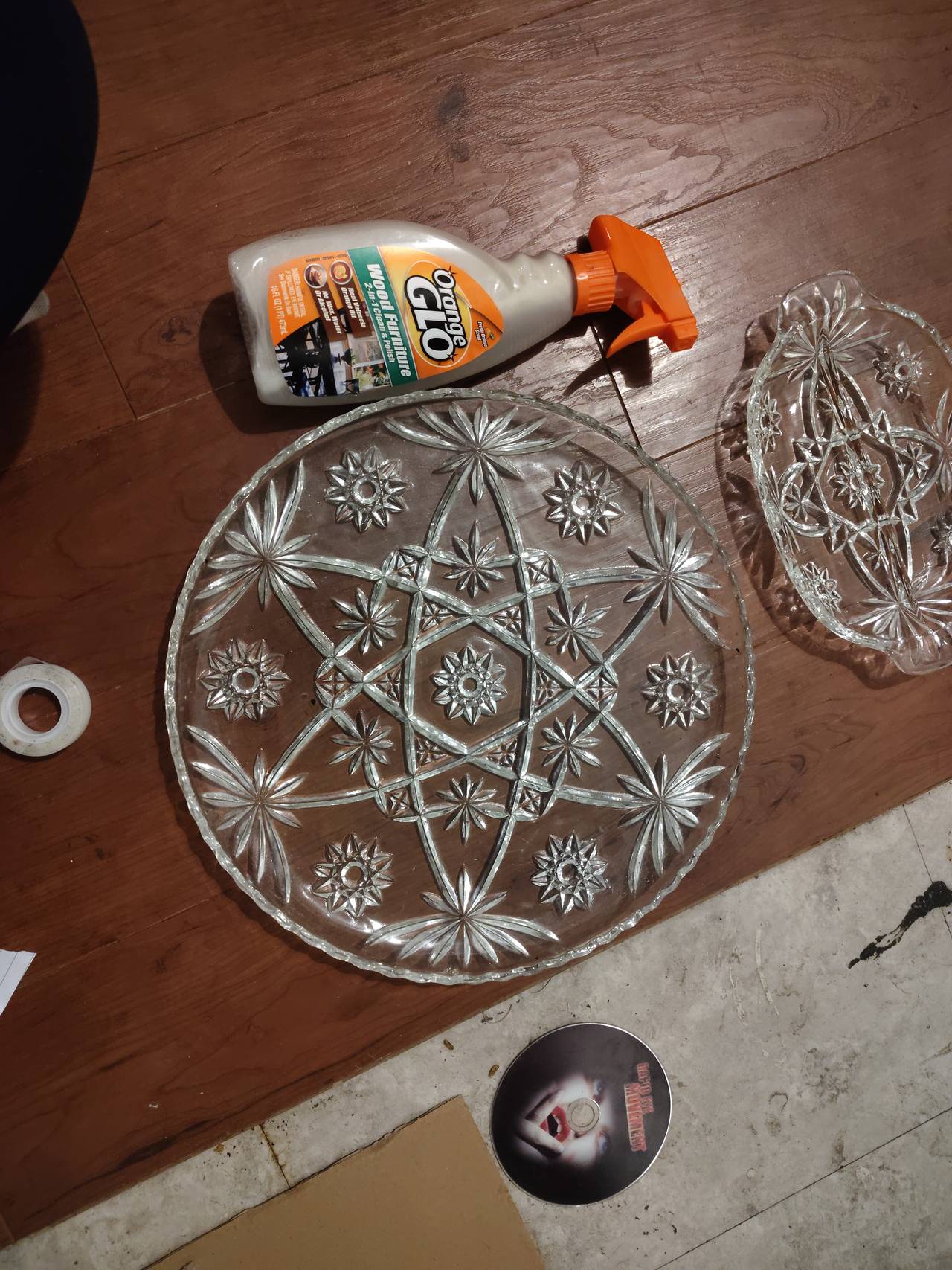 Vintage Pressed Glass Platter and Divided Dish Set