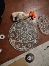 Vintage Pressed Glass Platter and Divided Dish Set - Image 1
