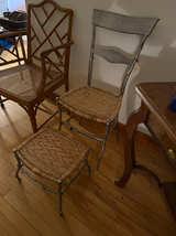 Vintage Faux Bois Metal Chair and Footstool - Image 1