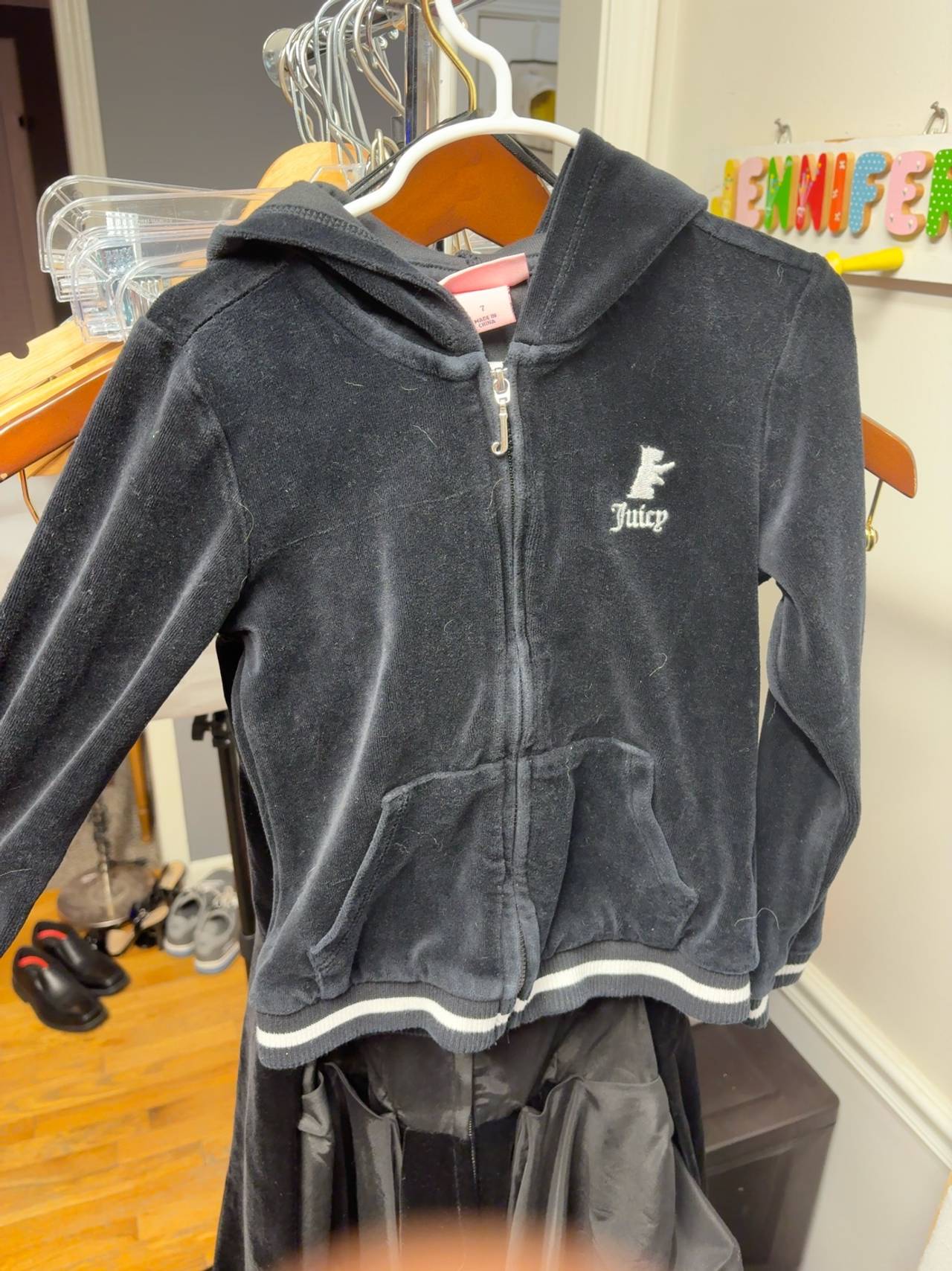 Juicy Couture Kids Black Velour Hoodie Set