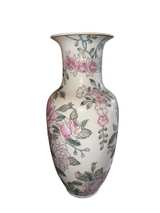 Vintage Chinese Famille Rose Floral Porcelain Vase - Image 1