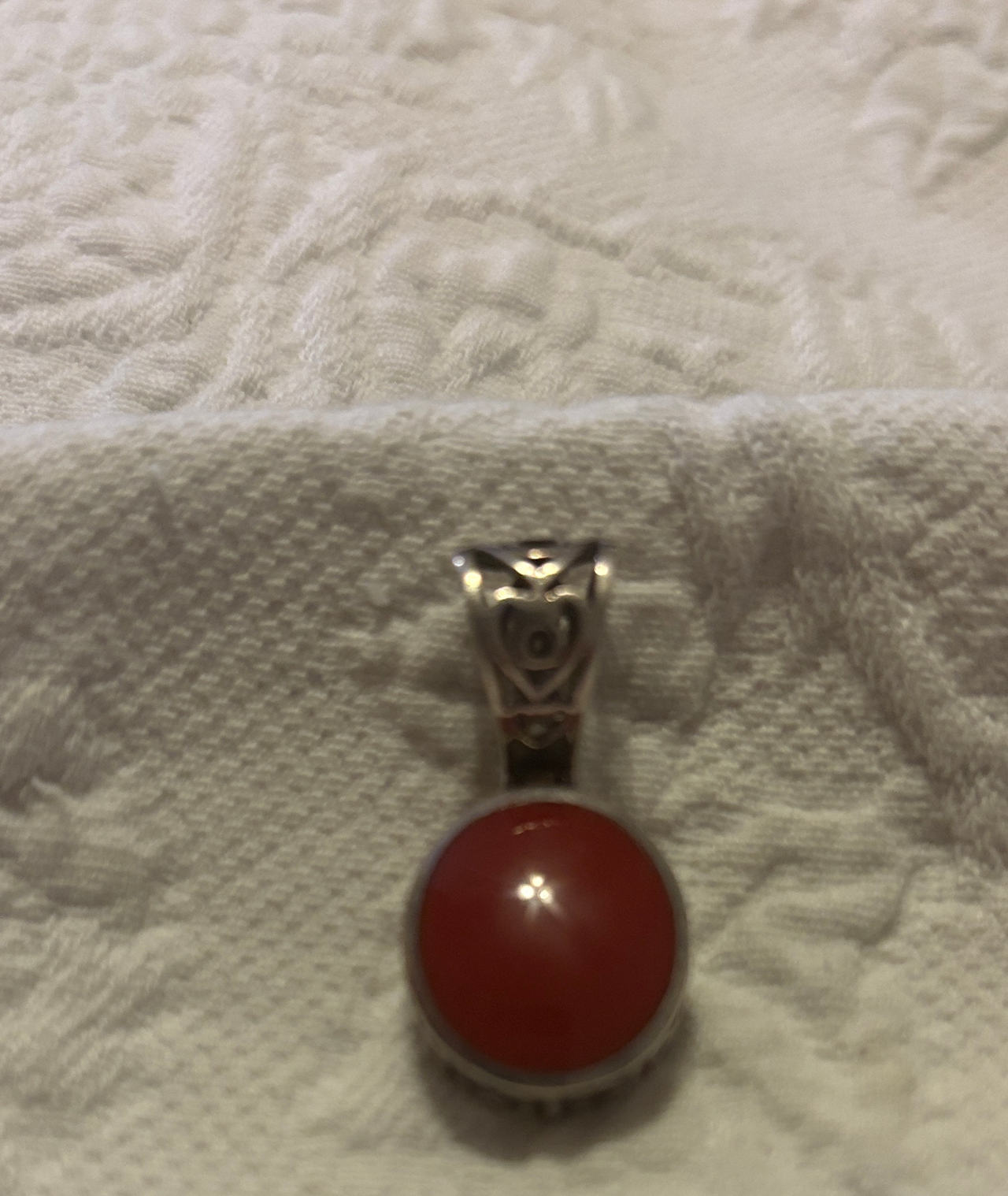 Sterling Silver Red Carnelian Cabochon Pendant
