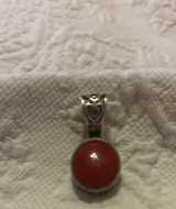 Sterling Silver Red Carnelian Cabochon Pendant - Image 1