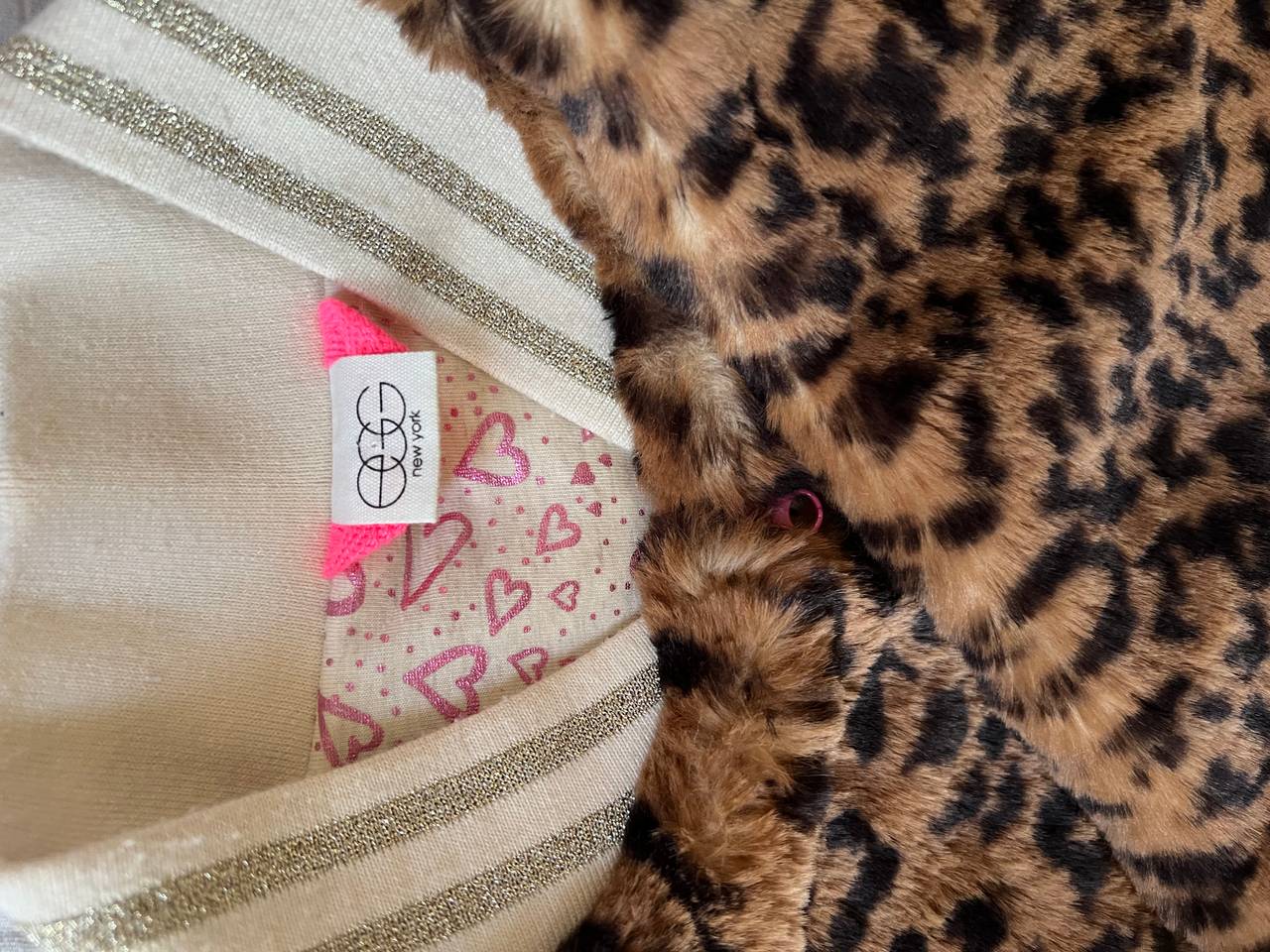 EGG Girls' Faux Fur Leopard Print Jacket Small
