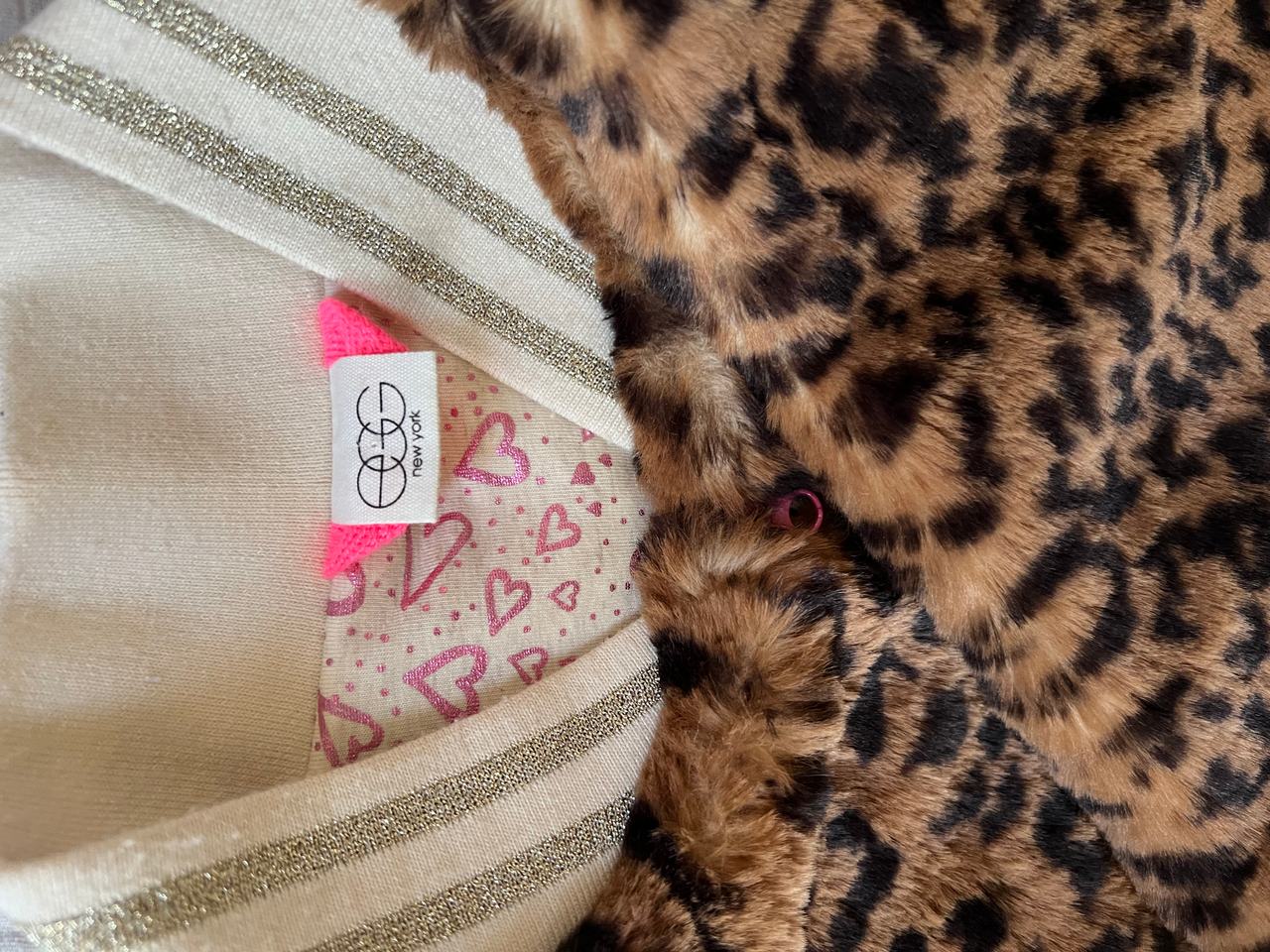 EGG Girls' Faux Fur Leopard Print Jacket Small
