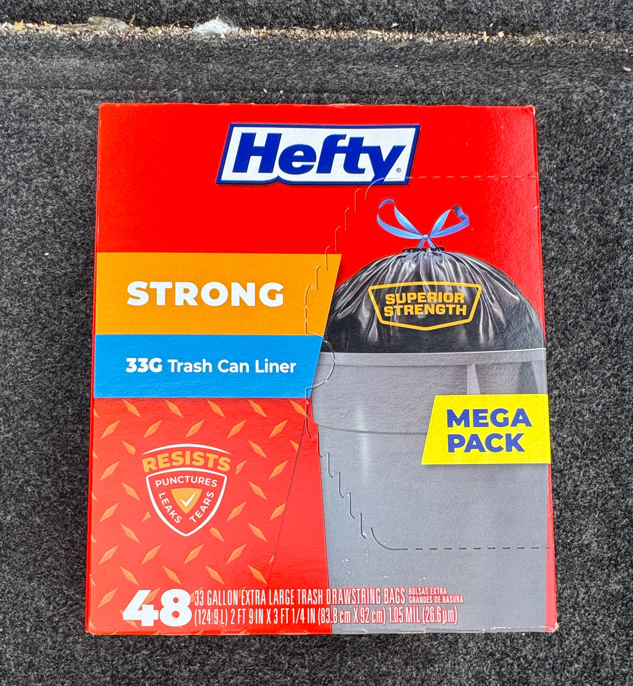 New Hefty Strong 33 Gallon Trash Can Liner Mega Pack 48 Count