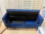 BLUE Velvet Tufted Loveseat Sofa - Image 4