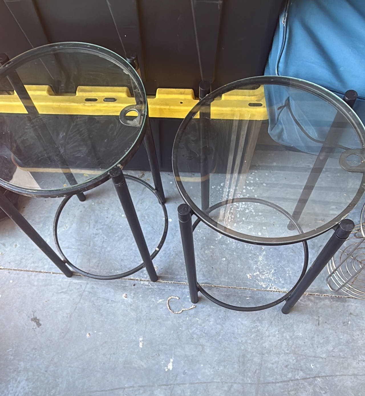 Round Glass Top Side Tables (Set of 2)