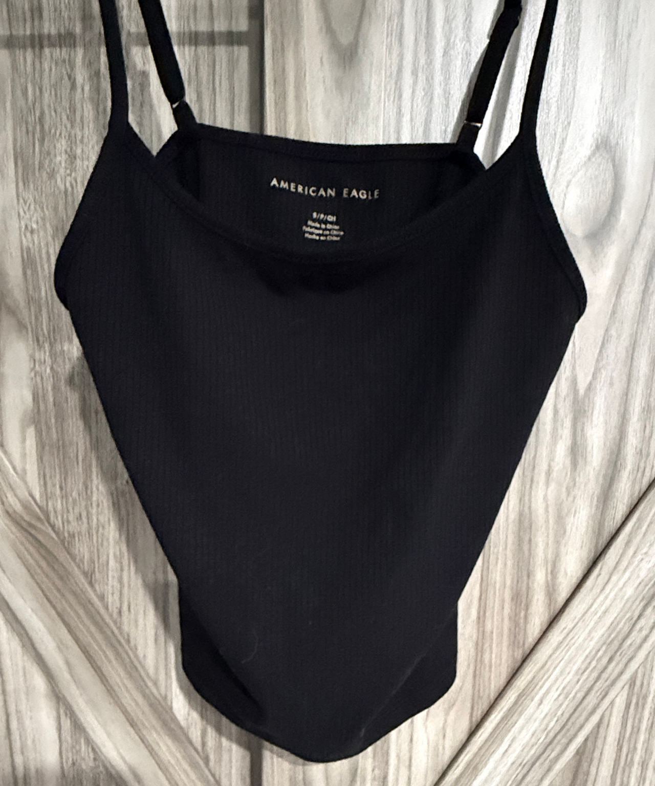 American Eagle Ribbed Black Cami Tank Top size Small