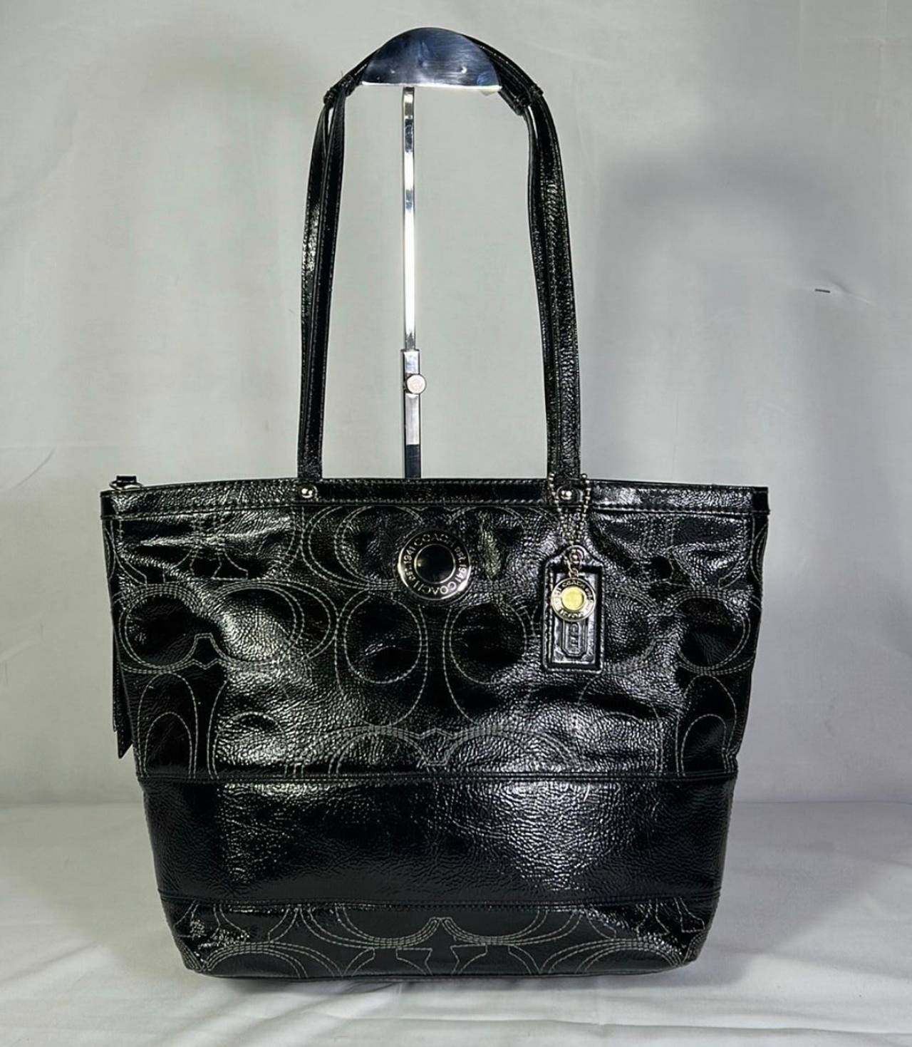 Coach Signature Patent Leather Tote Bag