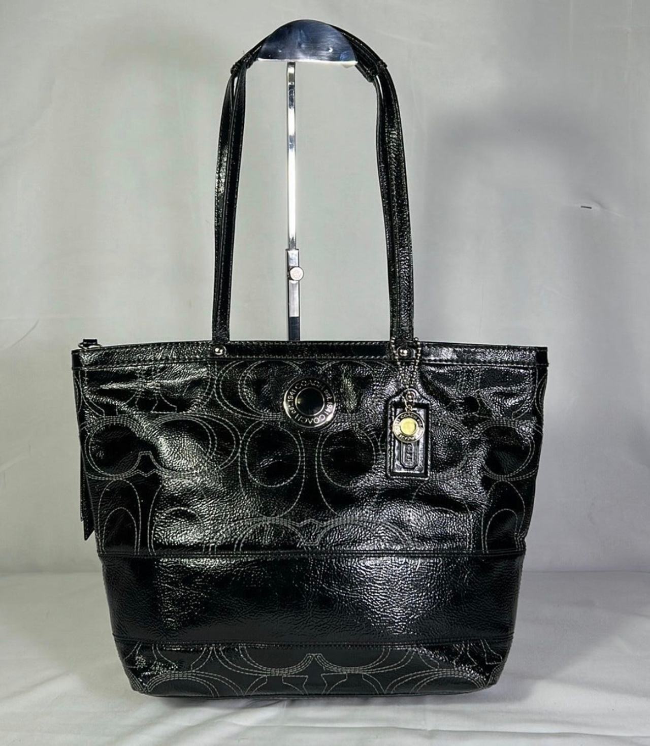 Coach Signature Patent Leather Tote Bag