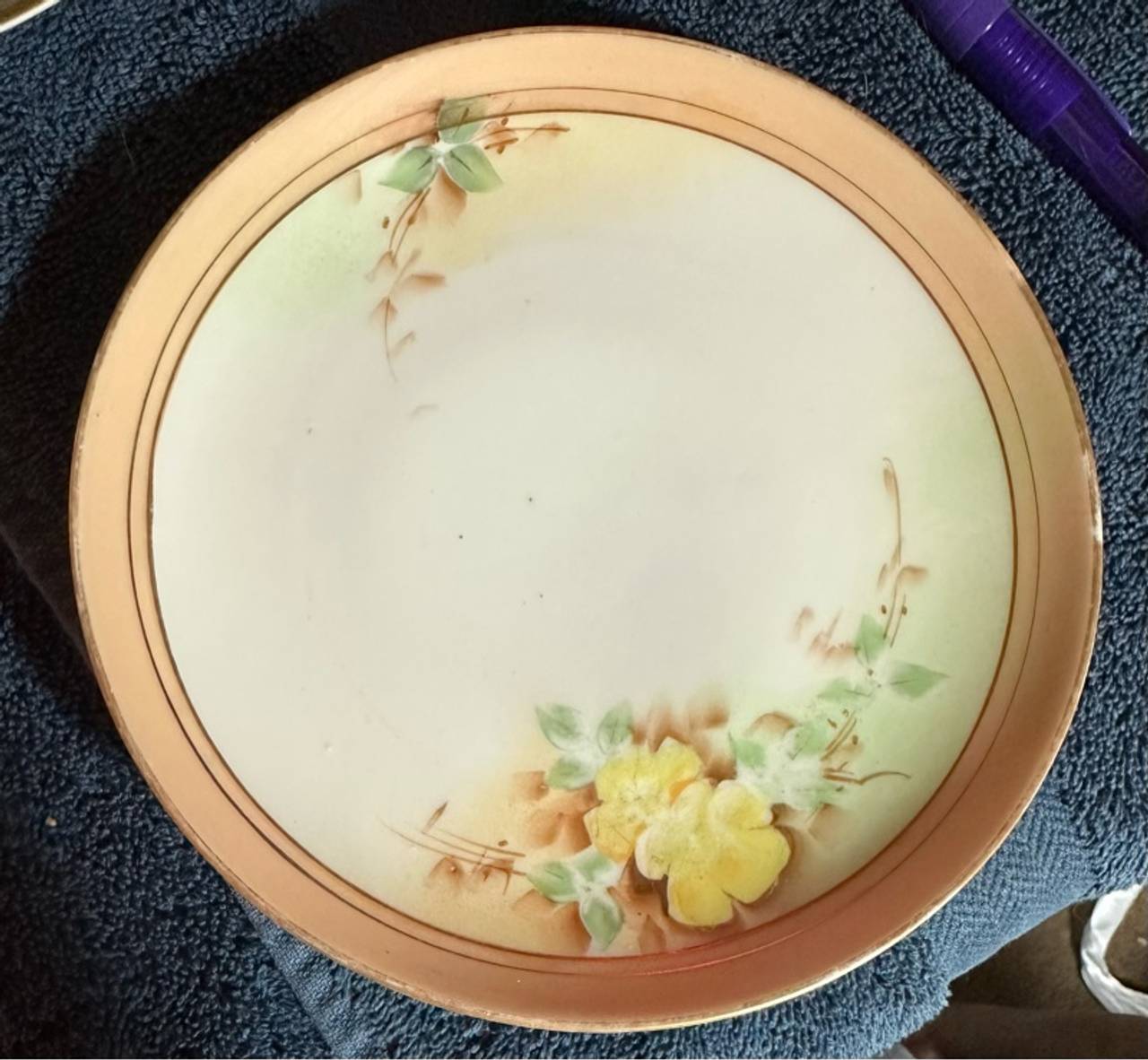 Nippon Vintage Hand-Painted Yellow Rose Plate