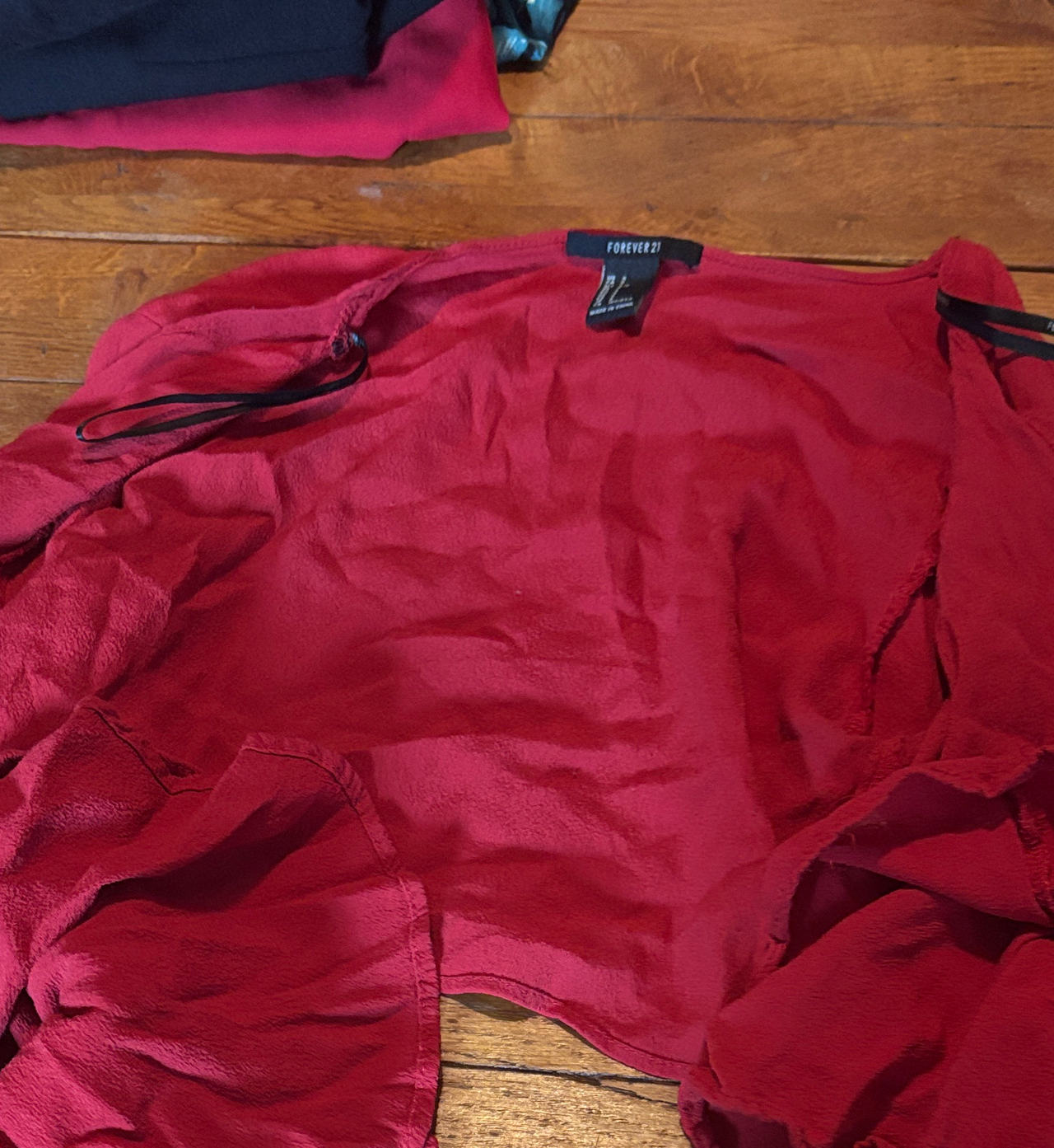 Forever 21 Red Cropped Bell Sleeve Top
